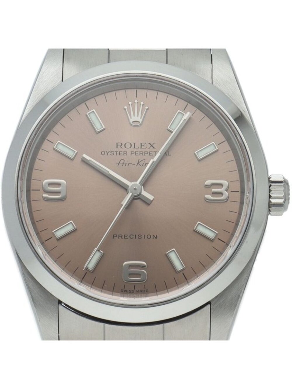 Rolex Air King Box SS Watch Pink Polished